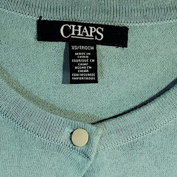 Chaps Light Green Crop Long Sleeve Cardigan-XS - Picture 4 of 7